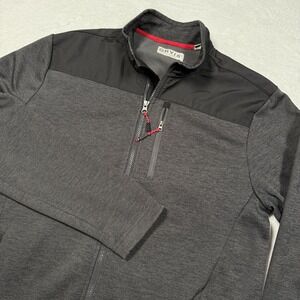 Orvis Jacket Mens Medium Gray Black Full Zip Fleece Softshell Pockets Classic‎